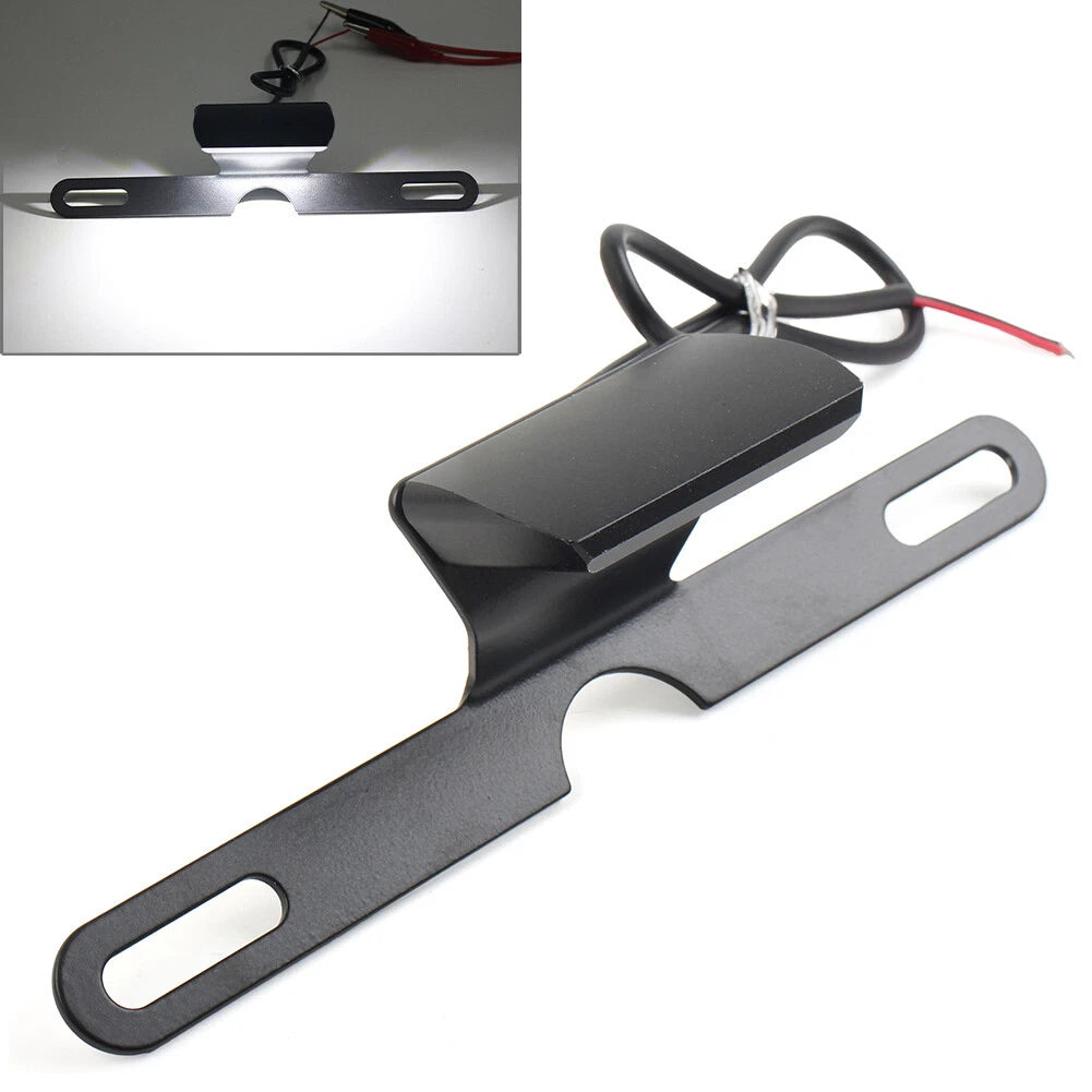 LED Brake Tail Light License Plate Mount Holder Bracket for Motorcycle Black