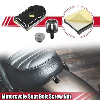 Seat Bolt Screw with Knob Cover Nut Set for Harley Softail Black