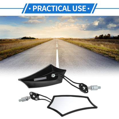 Motorcycle Rear View Mirrors Prismatic Shape Handlebar Mirrors Black