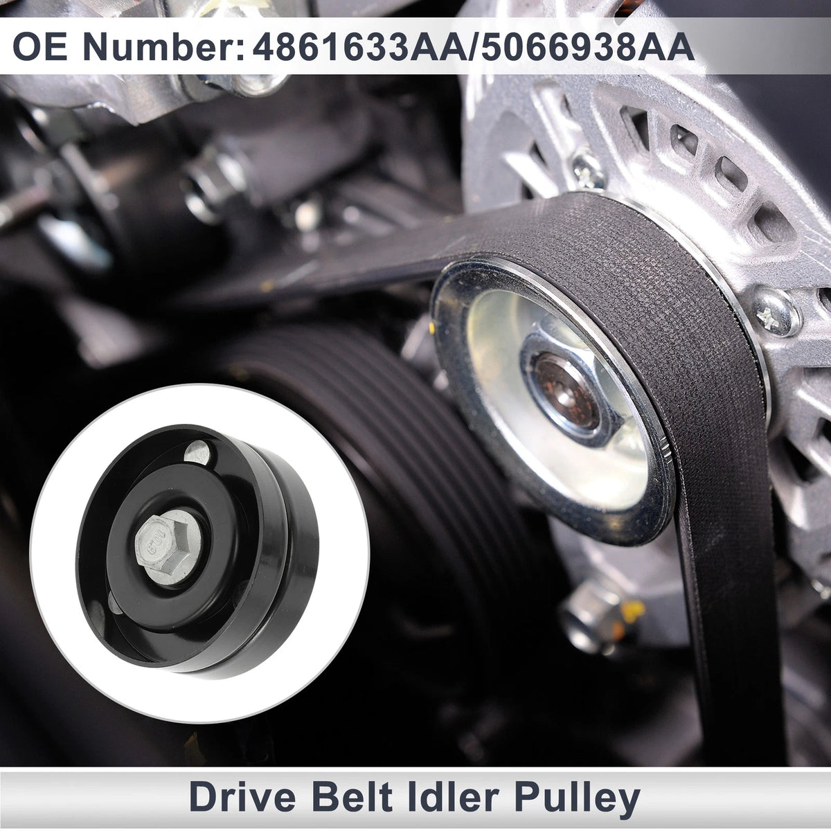 Drive Belt Idler Pulley for Jeep Cherokee (2001-2008) 1 x Pulley