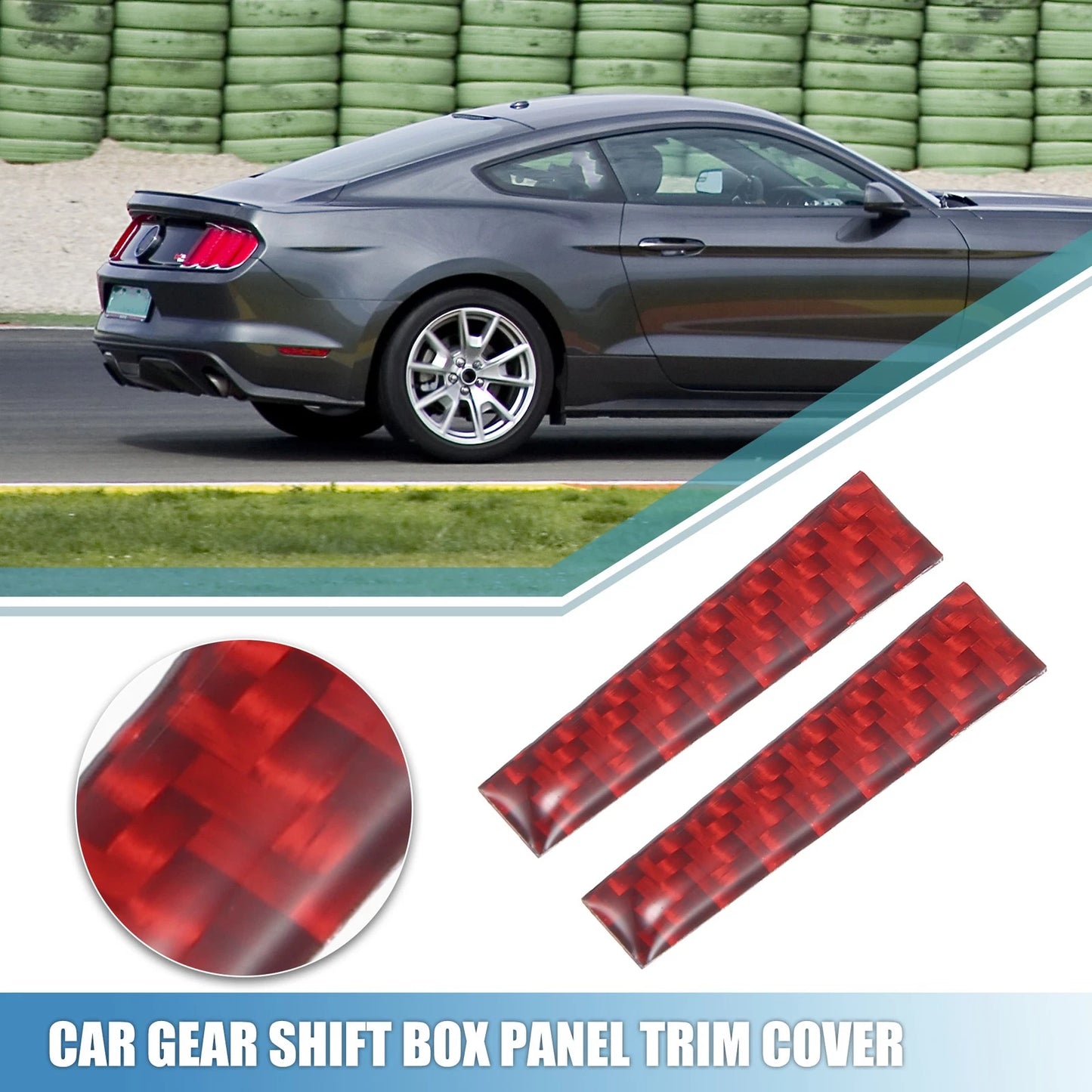 Gear Shift Box Panel Trim Cover for Ford Mustang (2015-2023) Red