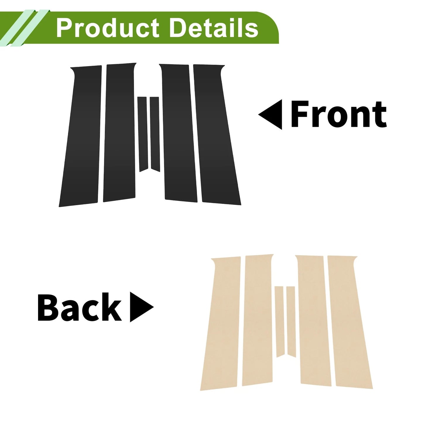 6 x Pillar Window Trim for Chevy Aveo Black (2007-2011)