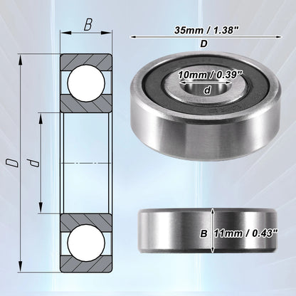10x35x11mm Rubber-Seal Deep Groove Ball Bearing for Car