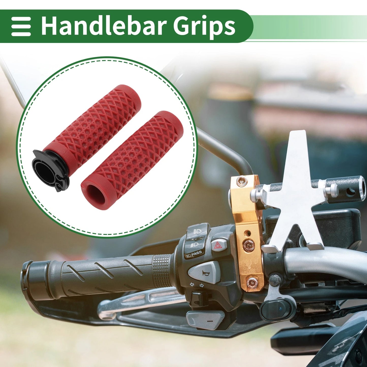 22mm Motorcycle Hand Grips Cover Kit Handlebar Cover TPU Dark Red