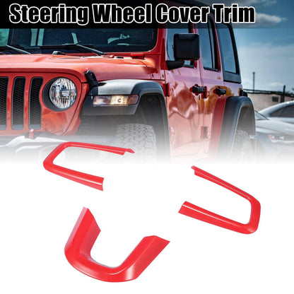 Steering Wheel Cover Trim Set for Jeep Wrangler JL JLU Sport (2018-2021) Red