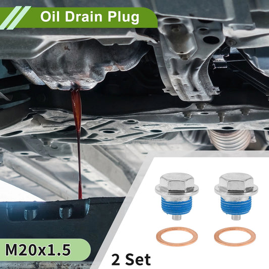 2 x M20x1.5 Copper Oil Drain Plug W/Gasket for Car/Motorcycle Blue