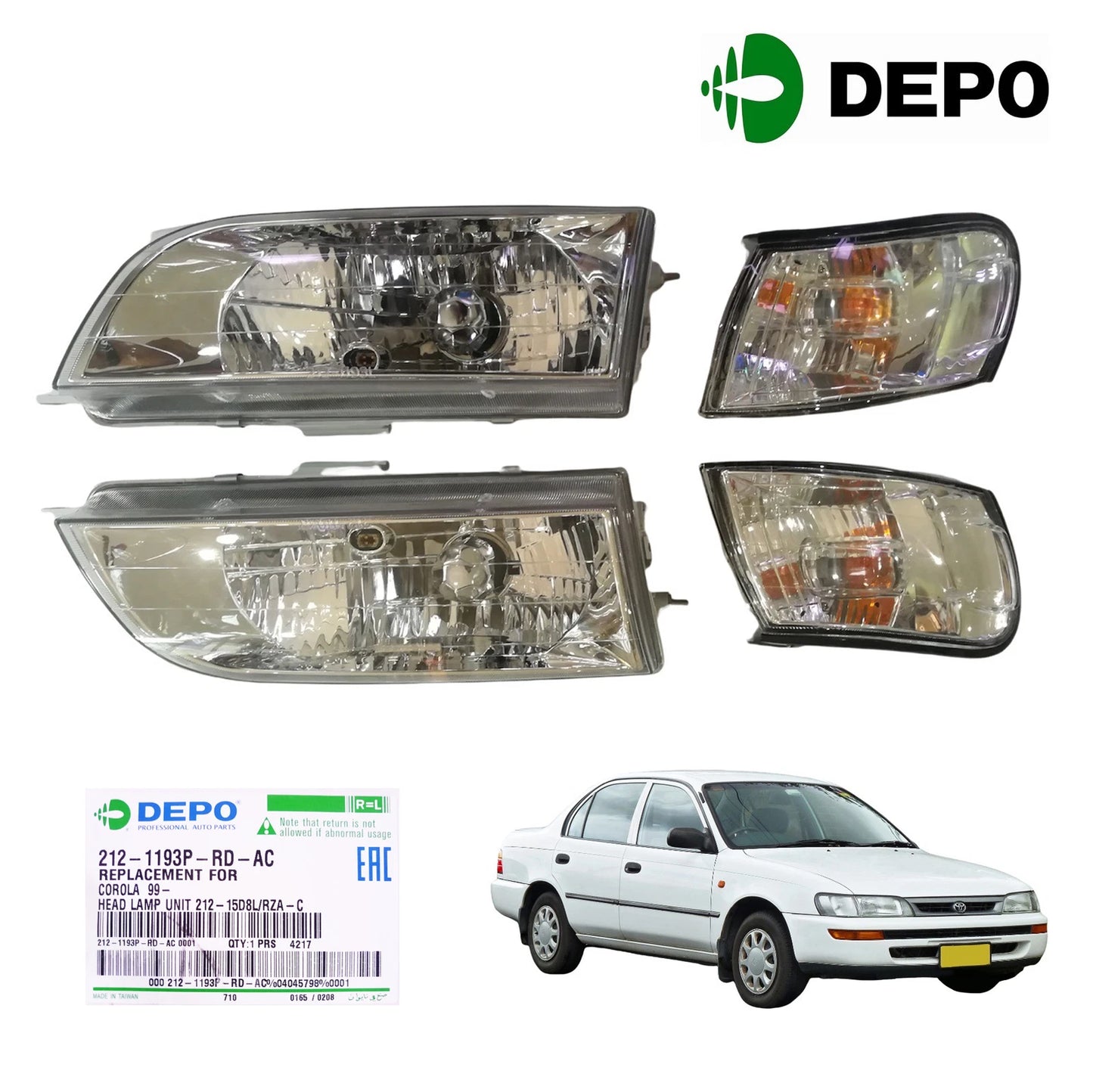 Crystal Headlight Corner Lamp for Toyota Corolla AE100 AE101 (1992-1997)