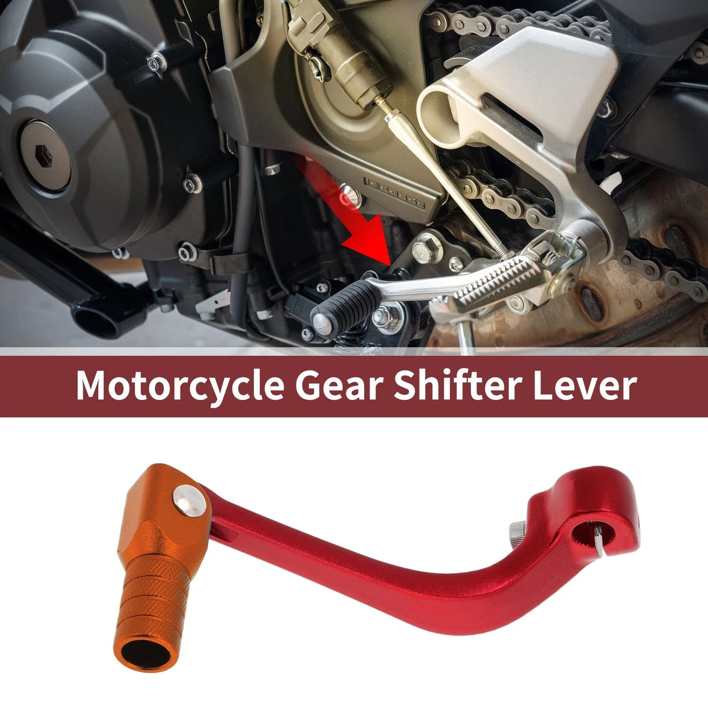 Folding Motorcycle Gear Shifter Lever for Honda CRF110F (2013-2018) Red Orange