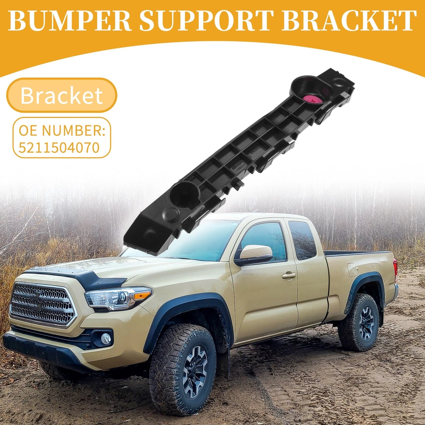 RH Side Front Bumper Support Bracket 1 Pc for Toyota Tacoma (2016–2023)
