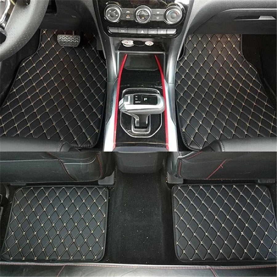 4 x Universal Black PU Leather Car Floor Mats Waterproof for All Models