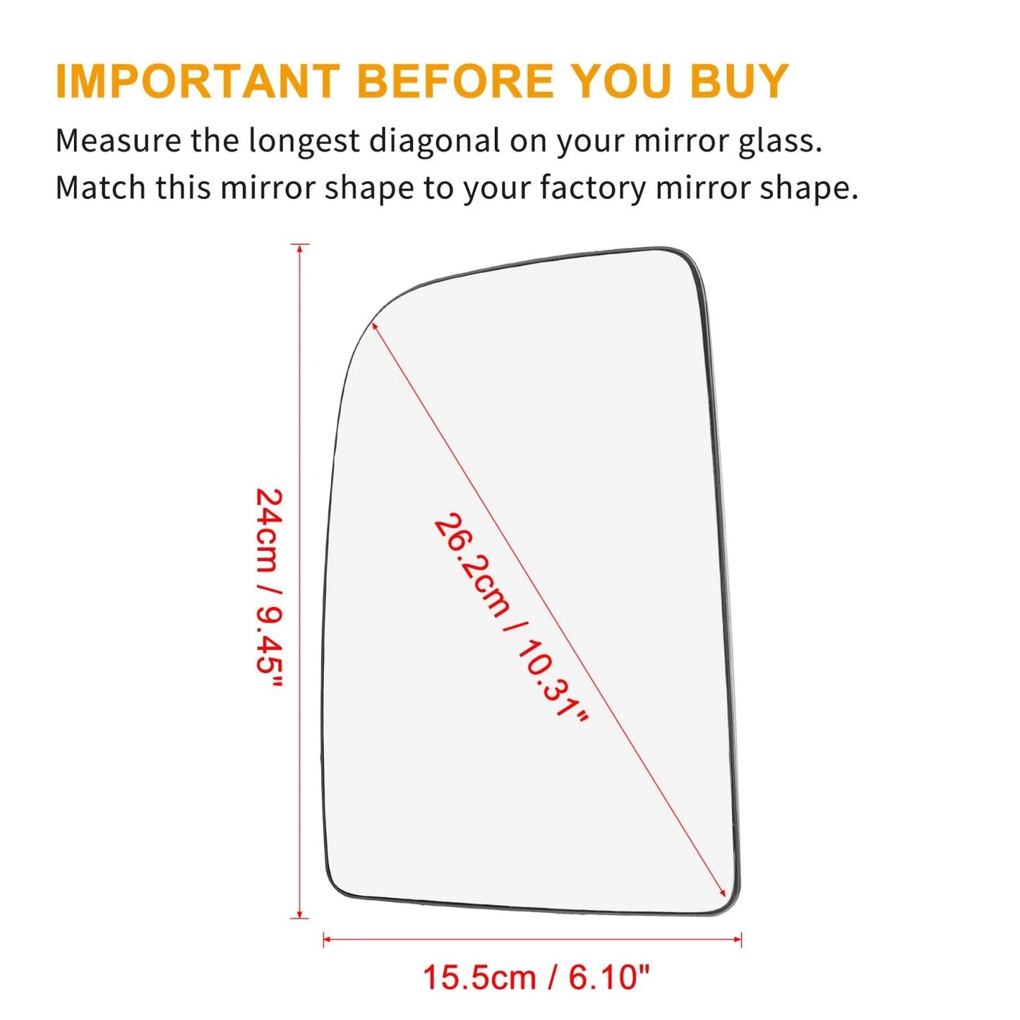 Heated Mirror Glass w/ Backing Left Side for Mercedes-Benz Sprinter 2500 3500