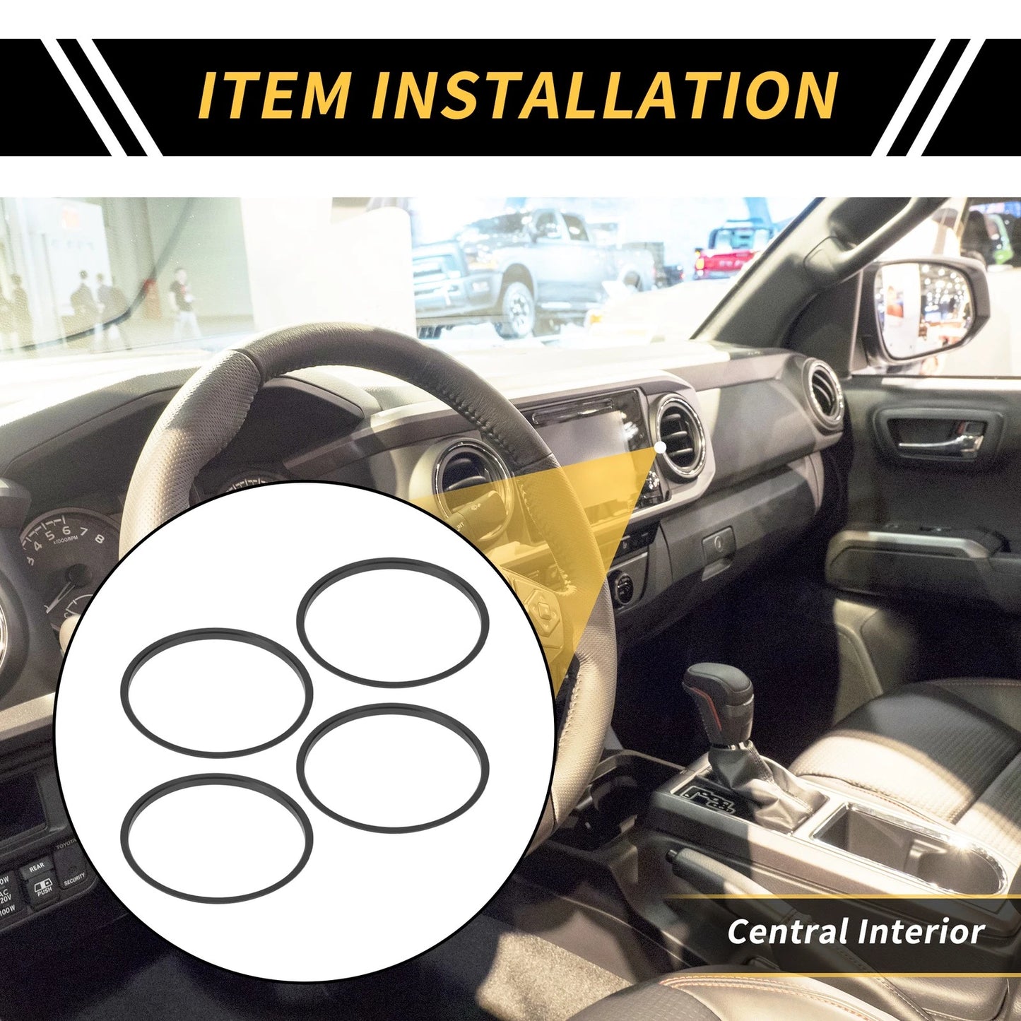 AC Vent Dashboard Decoration Rings for Toyota Tacoma (2016-2021) 4 Pcs Black