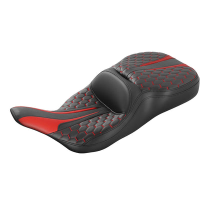 Black Red Rider Passenger Seat for Harley Electra Glide FLHT (1997-2007)