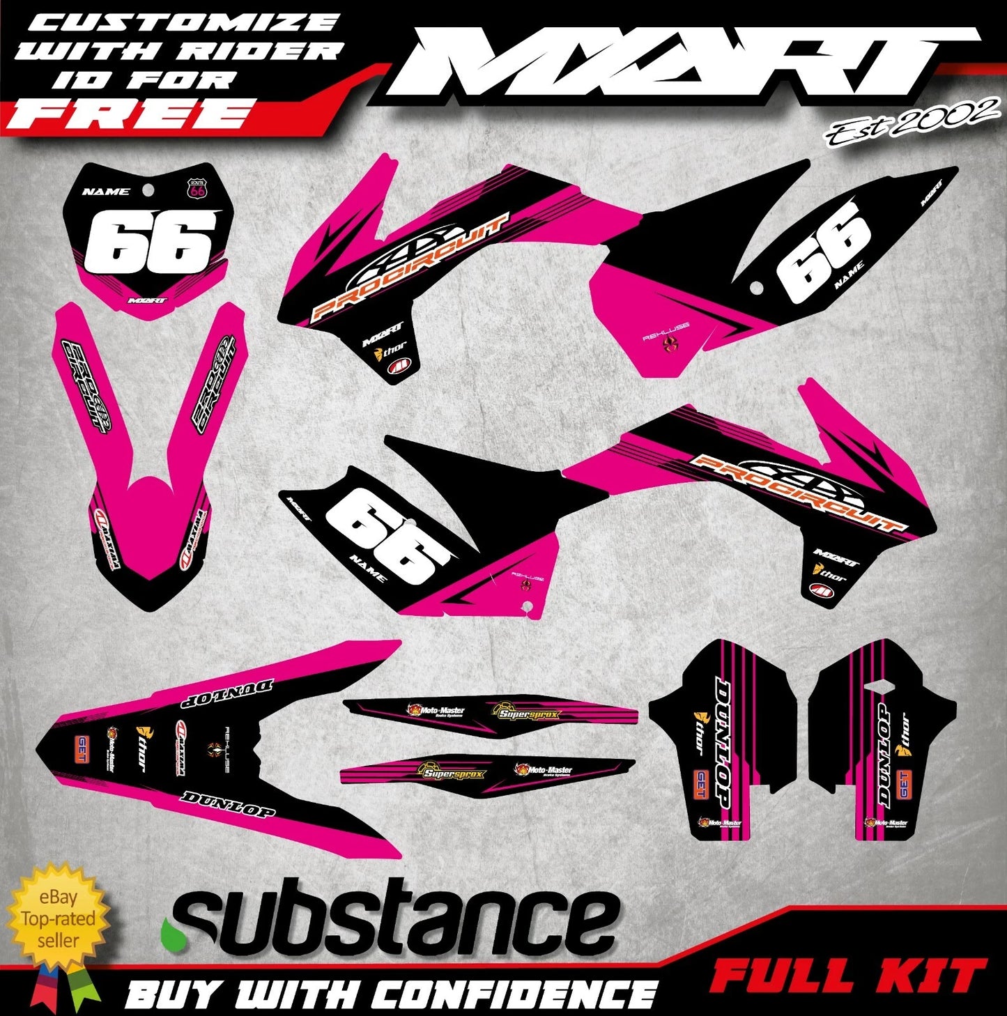Custom Decals for KTM SX 125 250 - 2013-2015 Pink Style Stickers