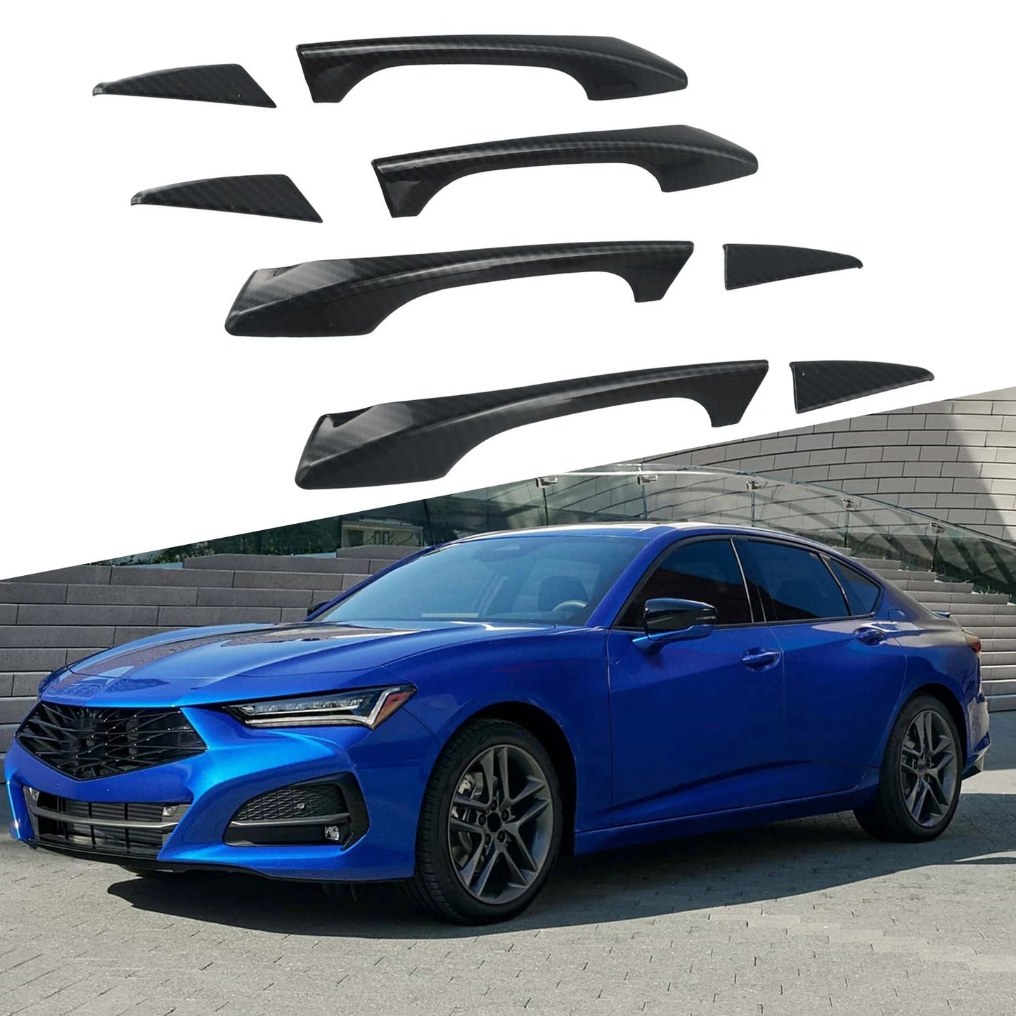 Door Handle Bowl Trim 8Pcs/Set Carbon Fiber for Acura TLX (2015–2022)