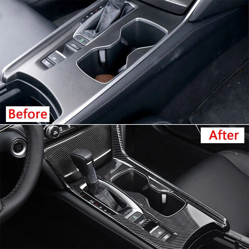 Carbon Fiber Look Gear Shift Panel Cover Trim for Honda Accord (2018-2022)