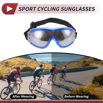 Goggles / One Size / Motorcycle Riding Sunglasses with Silver Tone Lens Blue Frame for Motorcycle
