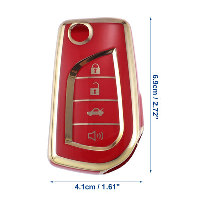 TPU Remote Key Fob Case Cover 4 Button for Toyota RAV4 LE (2019-2020) Red