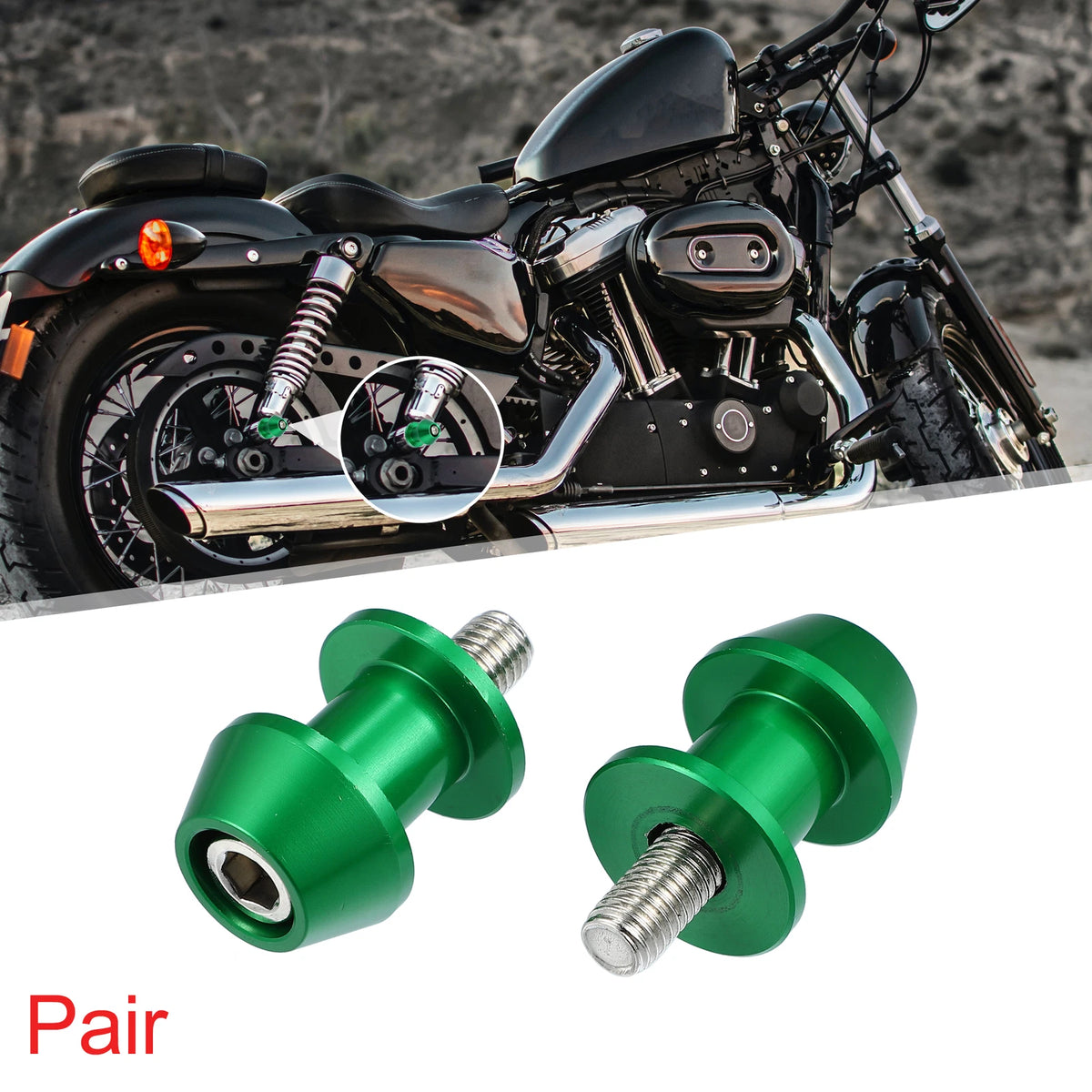 8mm M8x1.25 Green Motorcycle Swing Arm Spools for Honda