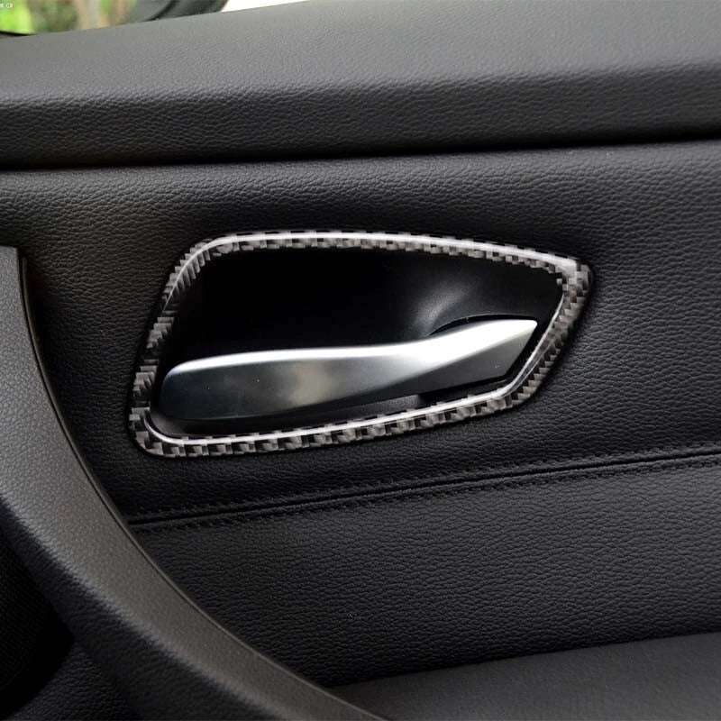 For BMW 3 Series E90 2006-2011 Carbon Fiber Interior Door Handle Bowl Trim 4pcs