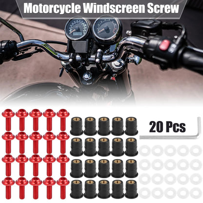20 x M5 5mm Windscreen Screws Fairing Bolt Red for Motorcycle