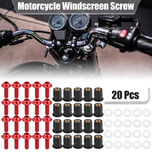 20 x M5 5mm Windscreen Screws Fairing Bolt Red for Motorcycle