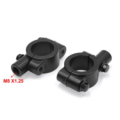 2 x Handlebar Mirror Mount Bracket M8x1.25 Black Universal for Motorcycle