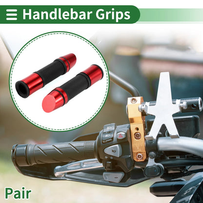 7/8" 22mm Hand Grips Cover End Grips Aluminum Alloy Red for Motorcycle