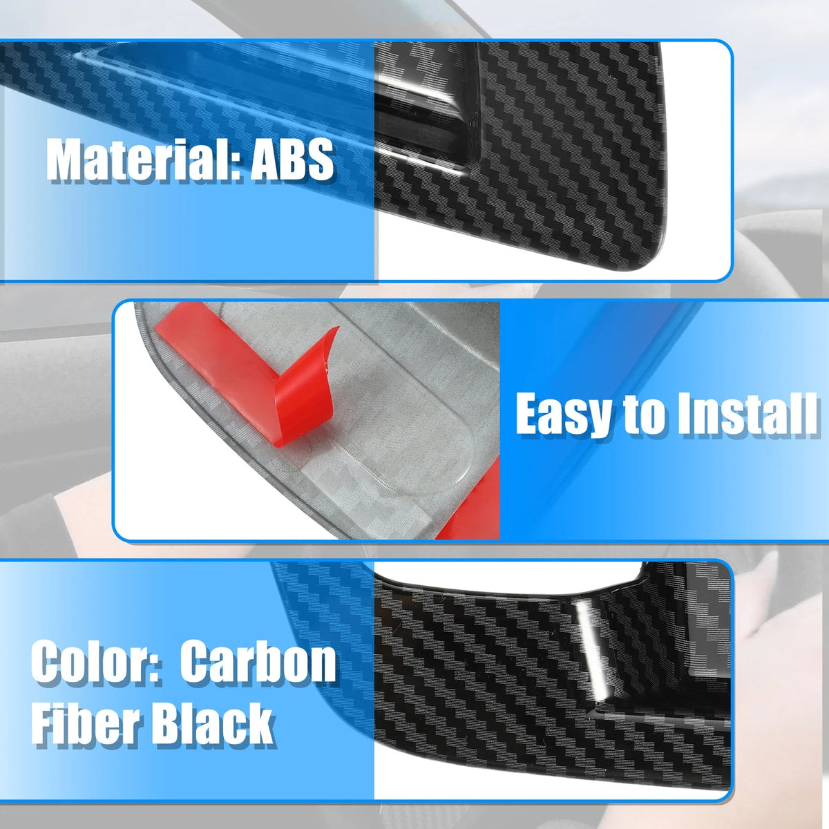 Carbon Fiber Pattern Black Inner Door Handle Bowl Cover Trim for Dodge