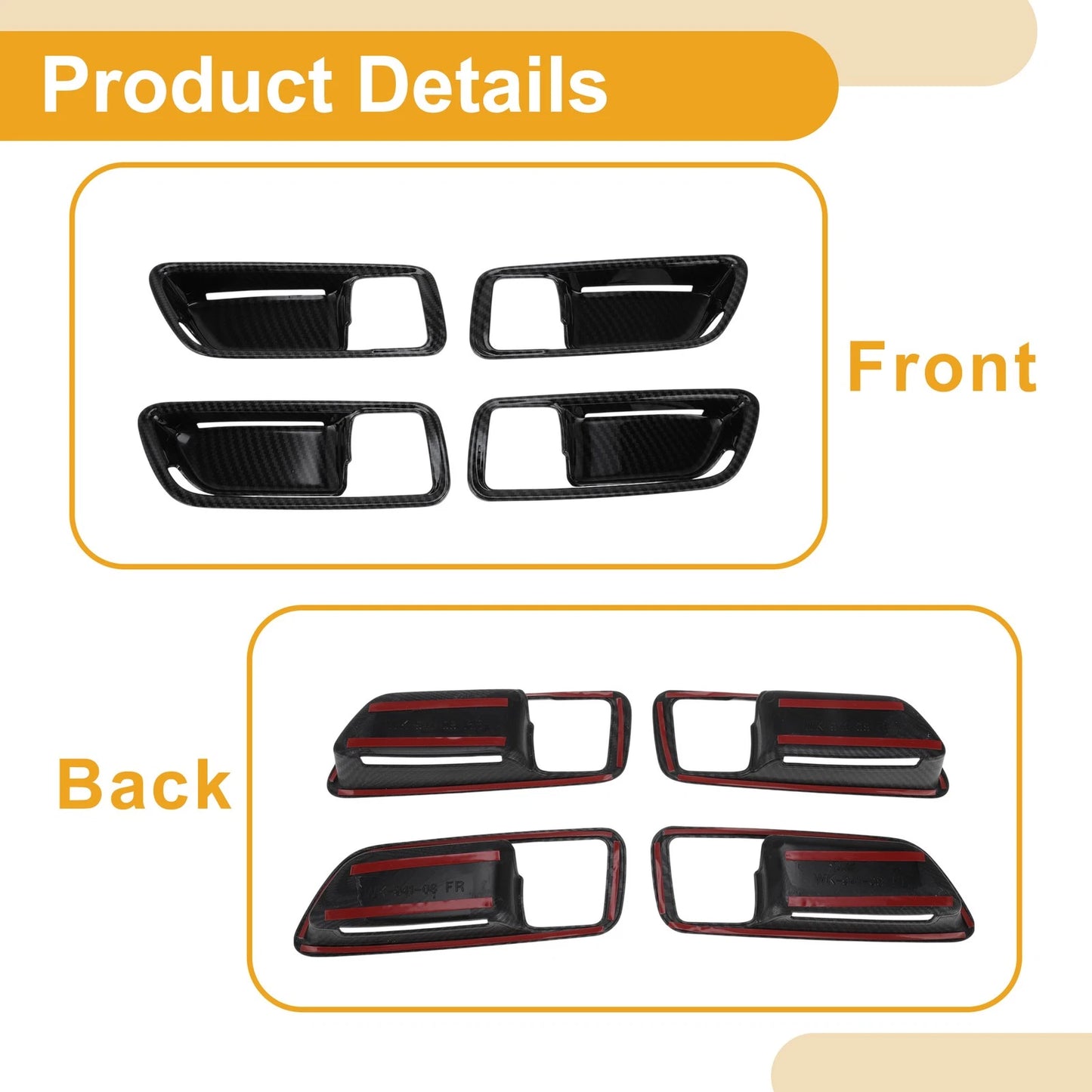 Carbon Fiber Black Interior Door Handle Bowl Cover for Honda CHR (2024-2025)