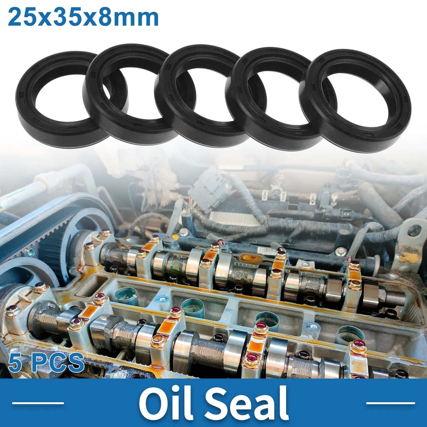 Oil Seal / 25x35x8mm / 5 Pcs Shaft Seal Nitrile Rubber for Make Model