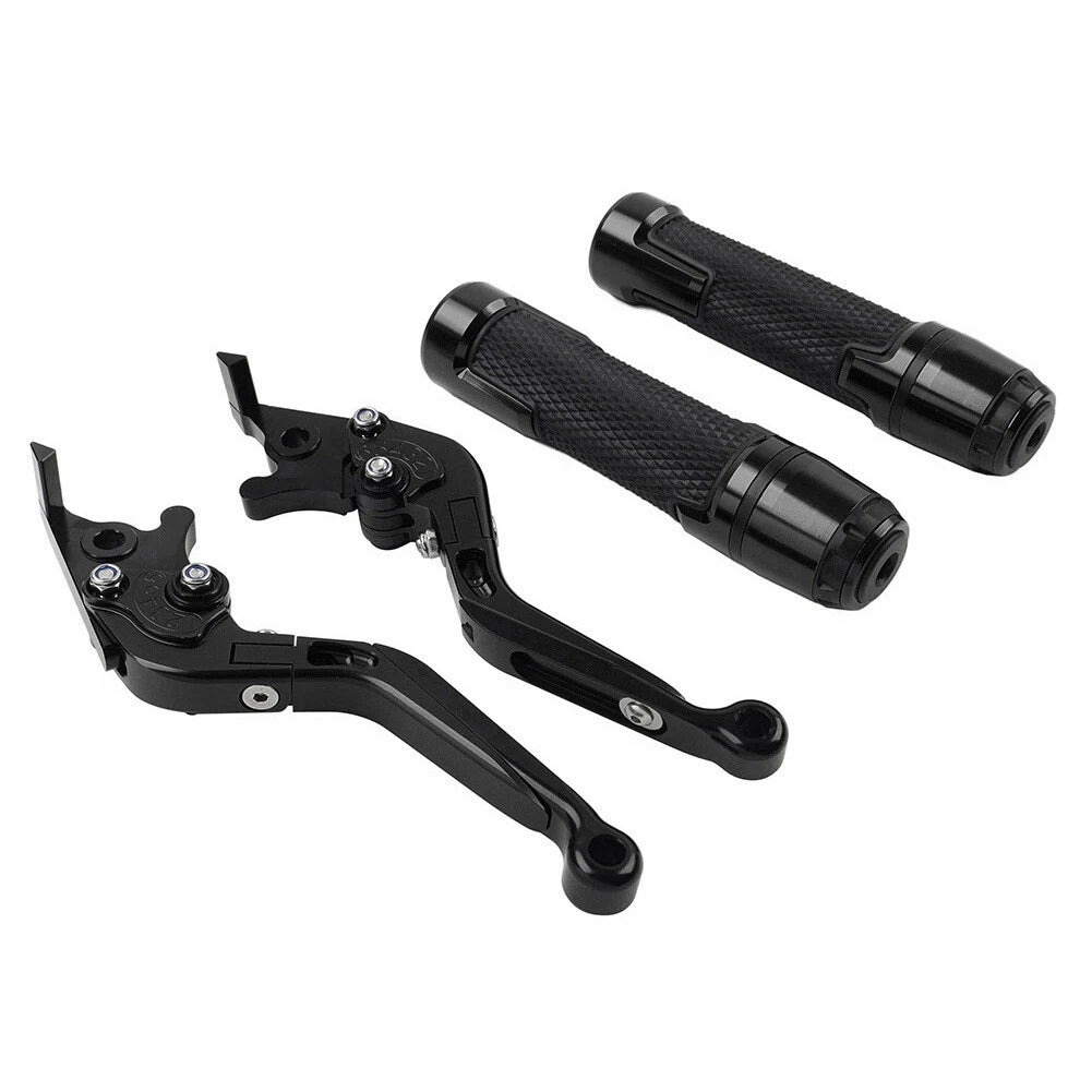 Black Extendable Brake Clutch Levers Grips Set for Kawasaki ZX636R (2003-2006)