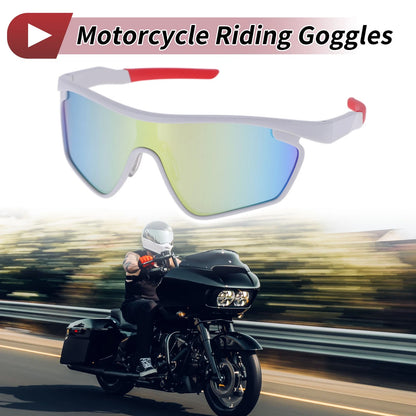 1 Pc Motorcycle Riding Goggles Gold Tone Lens White Frame PC Sunglasses for Motorcycle