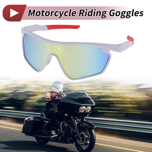 1 Pc Motorcycle Riding Goggles Gold Tone Lens White Frame PC Sunglasses for Motorcycle