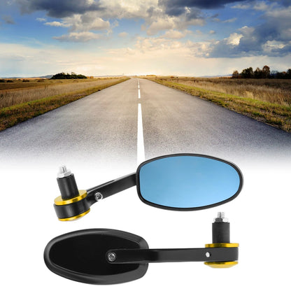 M8 Motorcycle Rear View Mirror Handlebar Mirror Black Gold Tone Aluminum