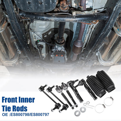 8 x Front Inner Outer Tie Rods & Sway Bar Links for Ford