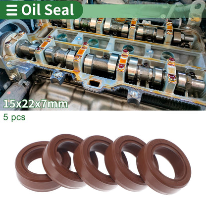 Oil Seal / 15x22x7mm / Rotary Shaft Seal FKM Rubber 5 Pcs