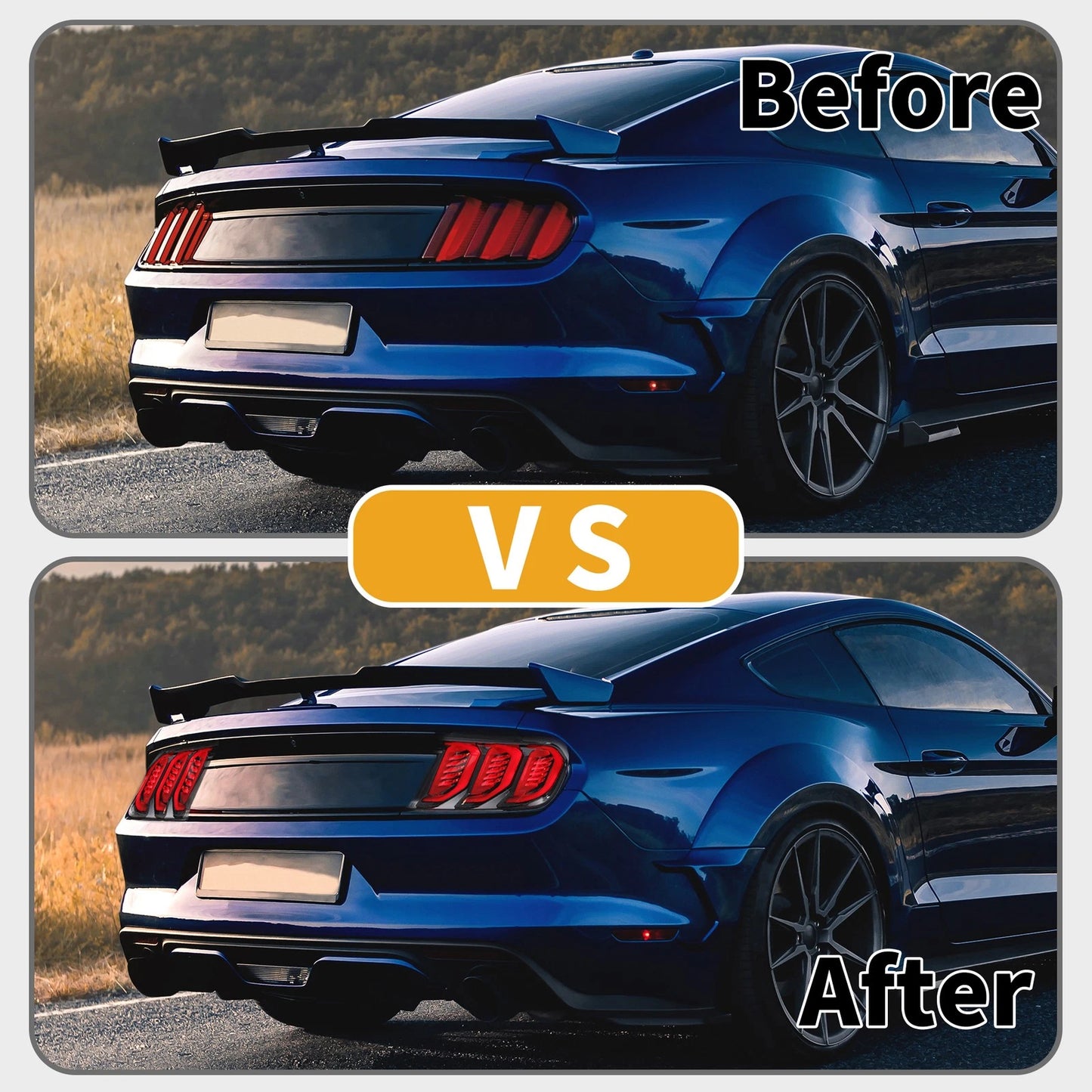 OLED Tail Lights Assembly for Ford Mustang 2015-2016 - 1 Pair, Black