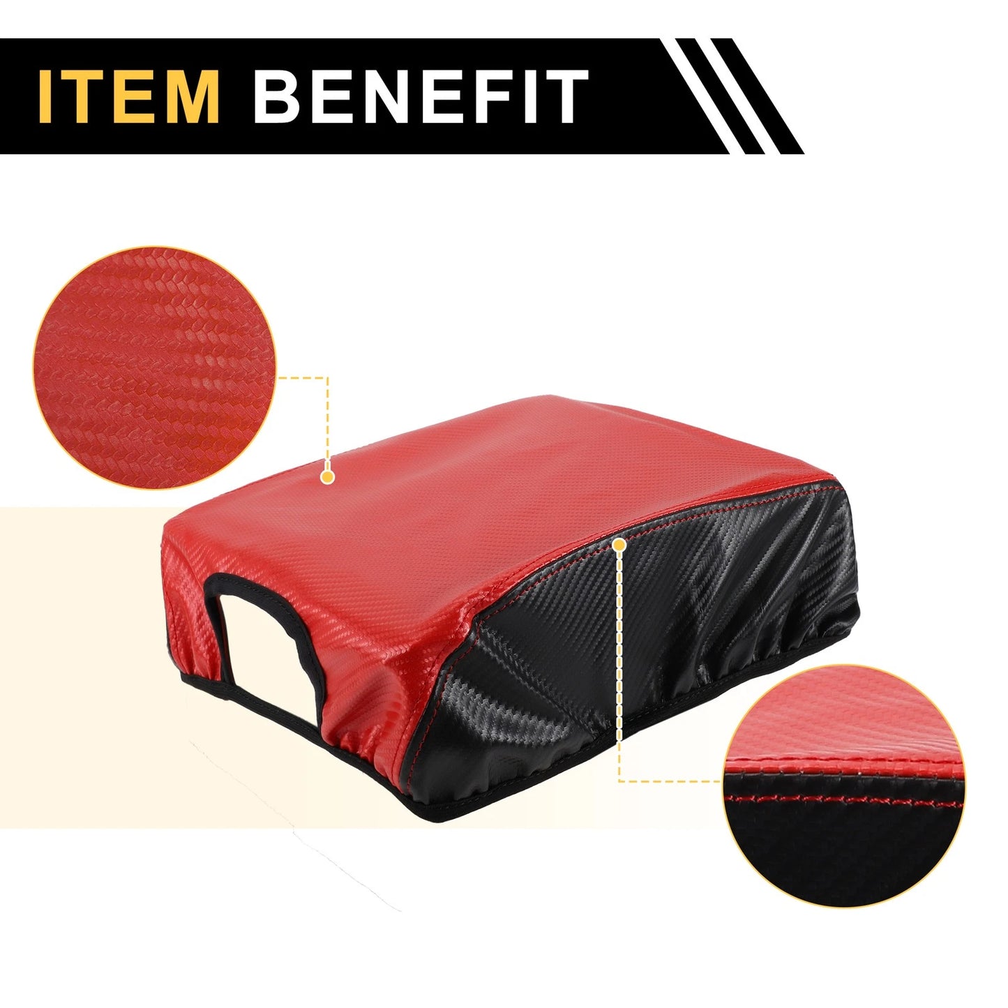 Console Lid Armrest Cover for Ford F-150 (2015-2020) Carbon Fiber Red