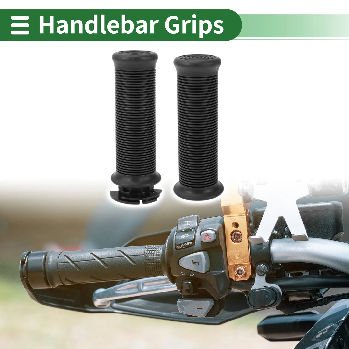 7/8" 22mm Hand Grips Cover Kit TPU Black for Motorcycle