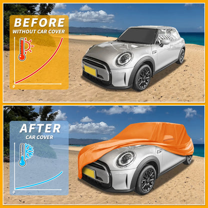 Car Cover Waterproof All Weather for BMW Mini Cooper 4DR Orange (2002-2021)
