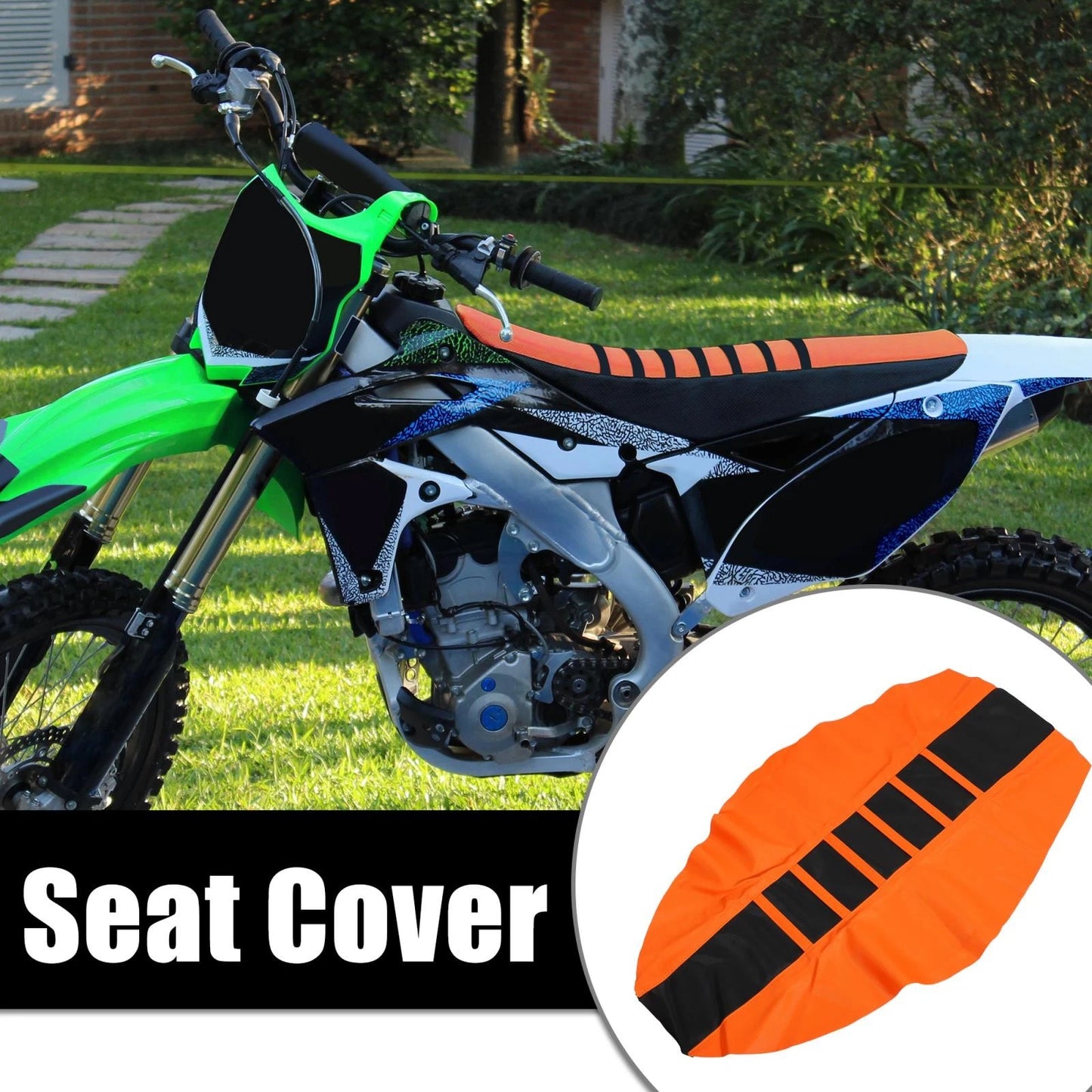 Seat Cover for Motorcycle Pit Dirt Bike Orange Black