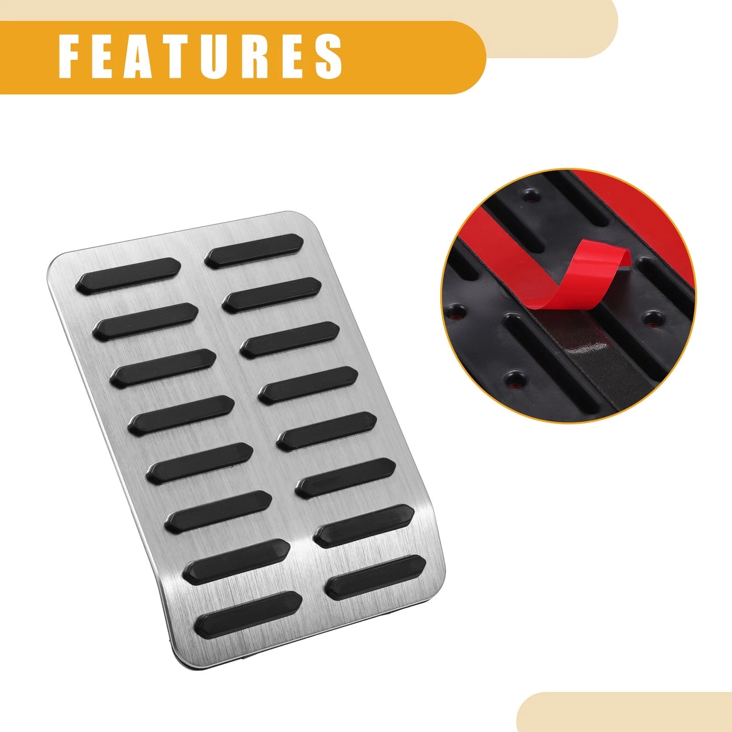Foot Rest Pedal Cover Pad for Ford F-150 (2015-2023) Silver Tone