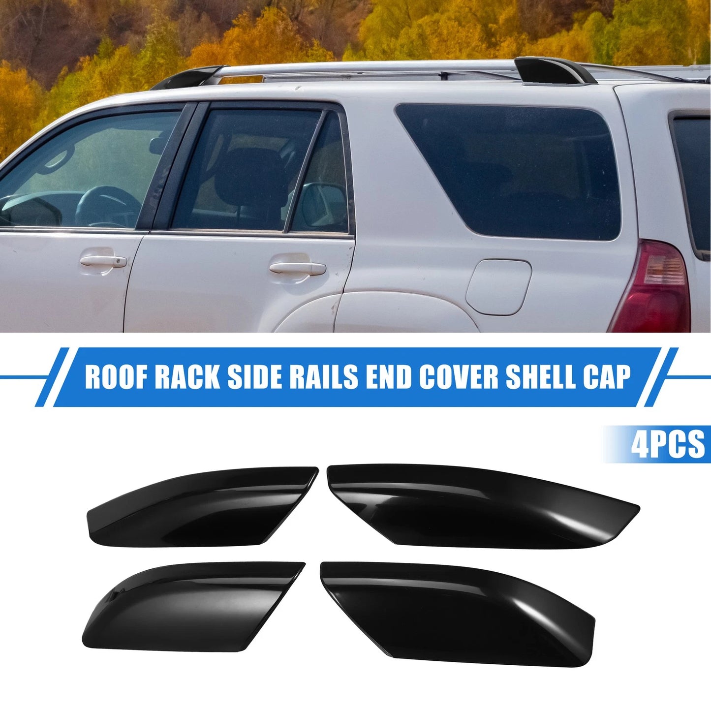 4pcs Roof Rack Side Rails End Covers for Toyota 4Runner (2003-2009) Black