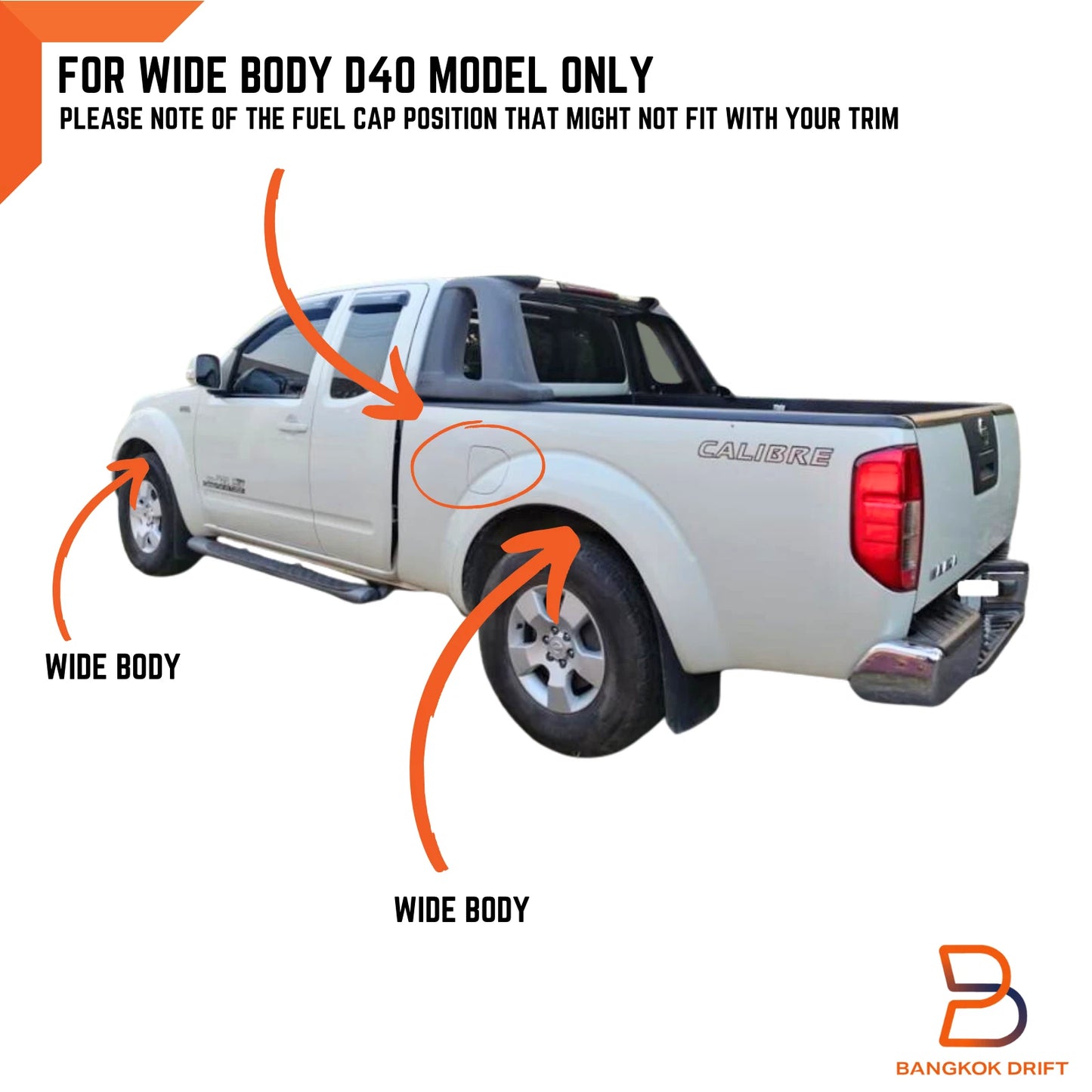 Black Fender Flare Arch for Nissan Navara D40 Widebody King Cab (2005-2015)