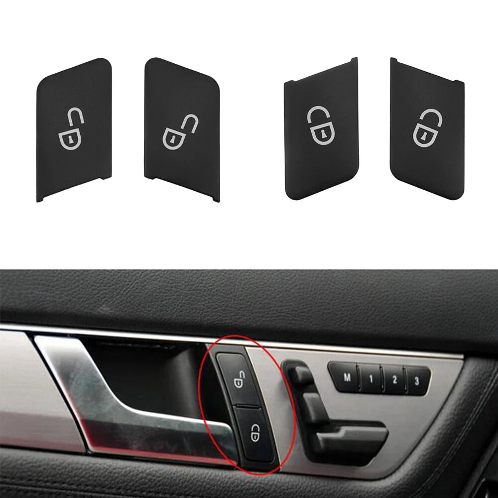 4 x Door Unlock Lock Button Covers for Mercedes W204 C-Class, W212 E-Class