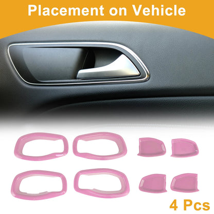 Interior Door Handle Bowl Cover Trim for Jeep Renegade (2015-2023) - 4 x Pink ABS