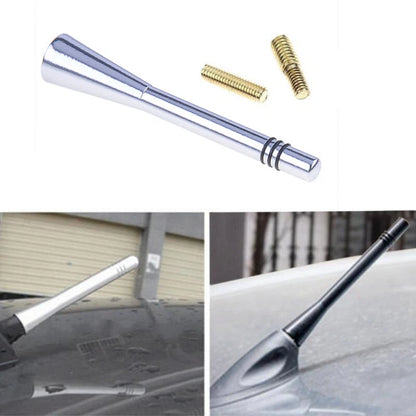 Chrome Universal 8CM Short Stubby Antenna for Car AM/FM Radio Mast & Screw