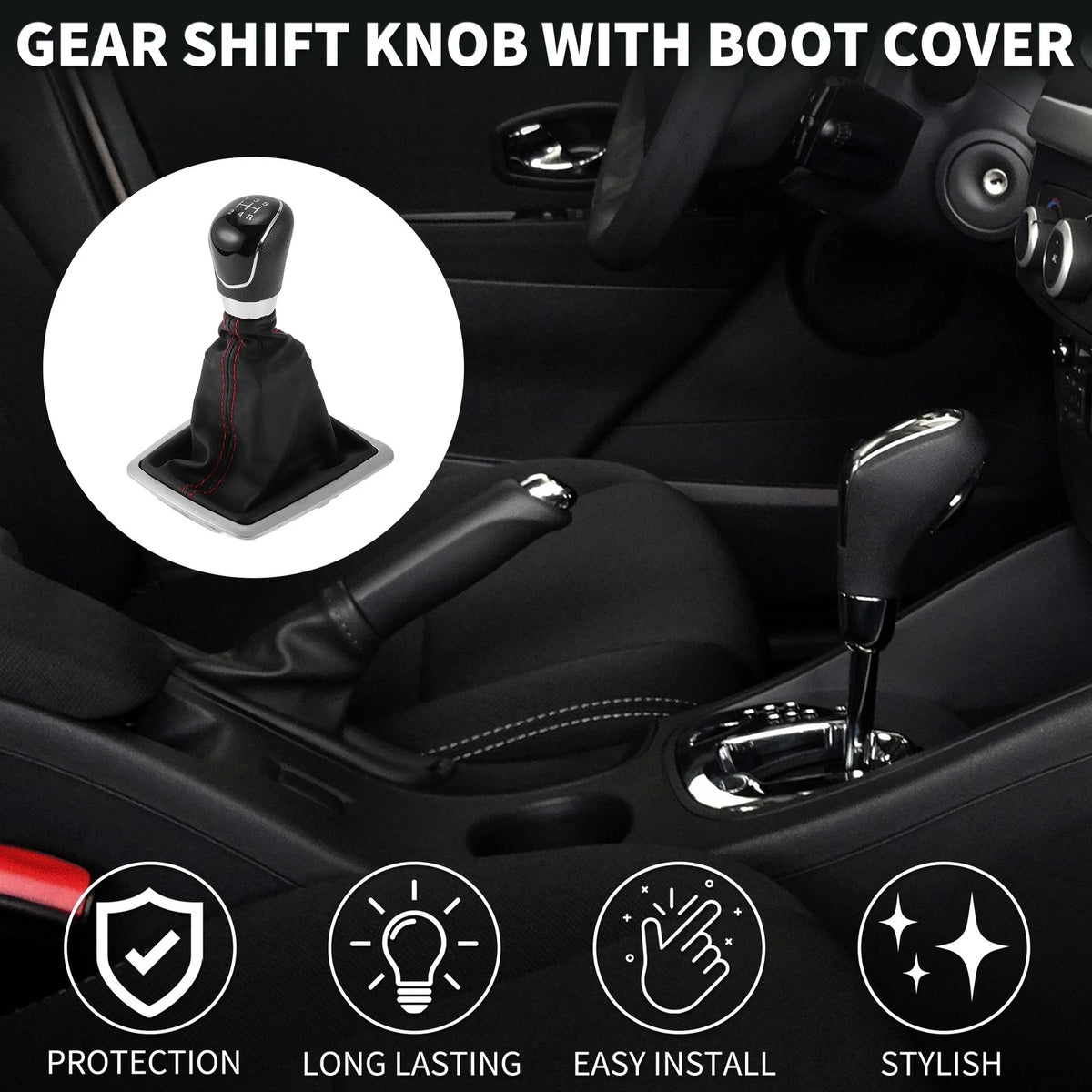 5 Speed Manual Gear Shift Knob & Cover for Ford Focus 2006-2011 Faux Leather