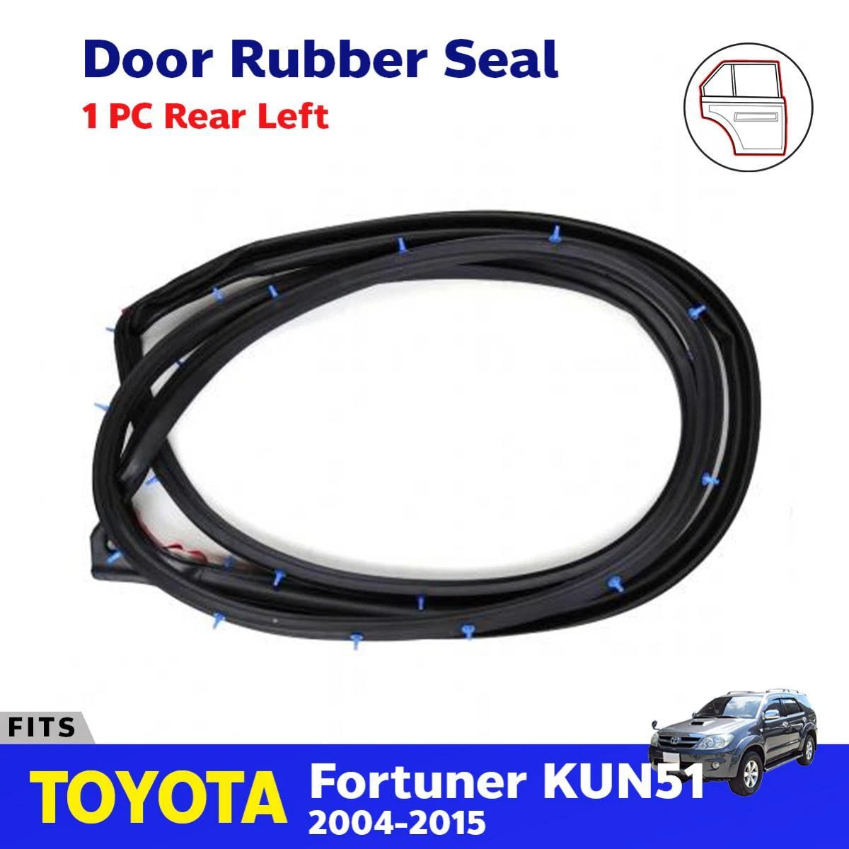 Door Rubber Seal Weatherstrip Rear LH Fits Toyota Fortuner KUN51 SUV 2004-15 D05